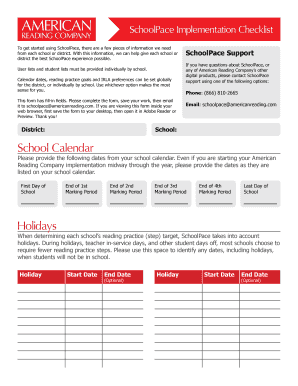 SchoolPace Implementation Checklist August Edition  Form