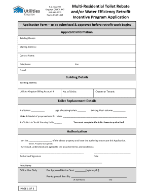 120229 Utilities Kingston Toilet Rebate Application &amp; Conditions DOC Vehicle Modifications  Form