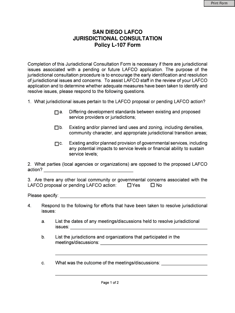 SAN DIEGO LAFCO JURISDICTIONAL CONSULTATION Policy L  Form