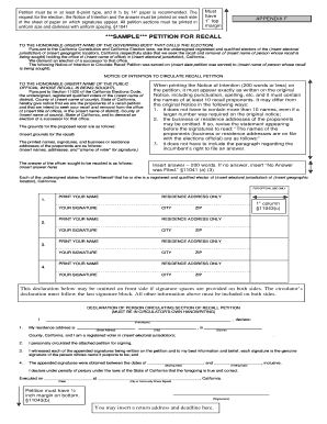 Recall Petition Template  Form