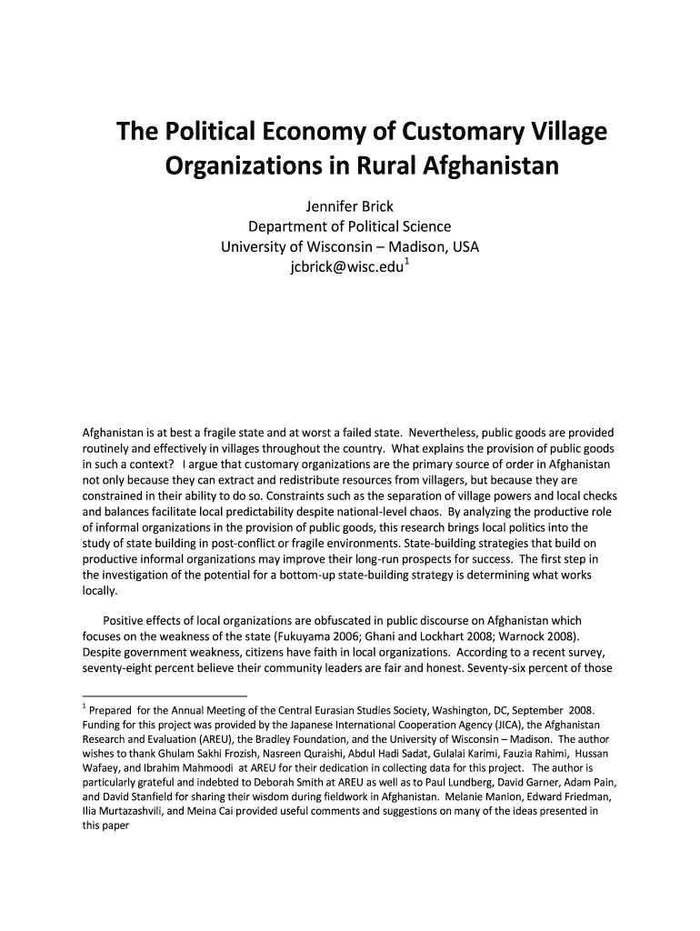 The Political Economy of Customary Village  Form