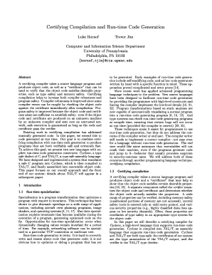 Certifying Compilation and Run Time Code Generation  Form