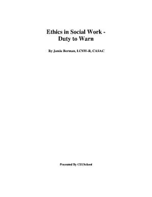 Ethics in Social Work Duty to Warn  Form