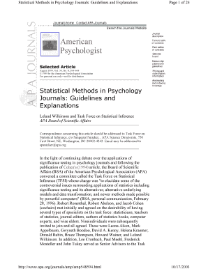 Find Article by Leland Wilkinson and the Task Force on Statistical Inference Form