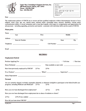 Employment Application Upper Bay Counseling Upperbay  Form
