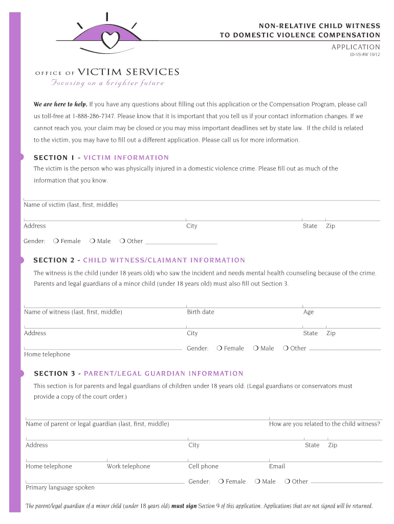 NON RELATIVE CHILD WITNESS to DOMESTIC CT Gov Jud Ct  Form