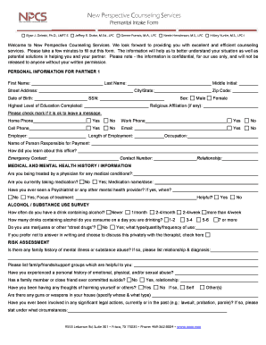 Premarital Counseling Intake Form