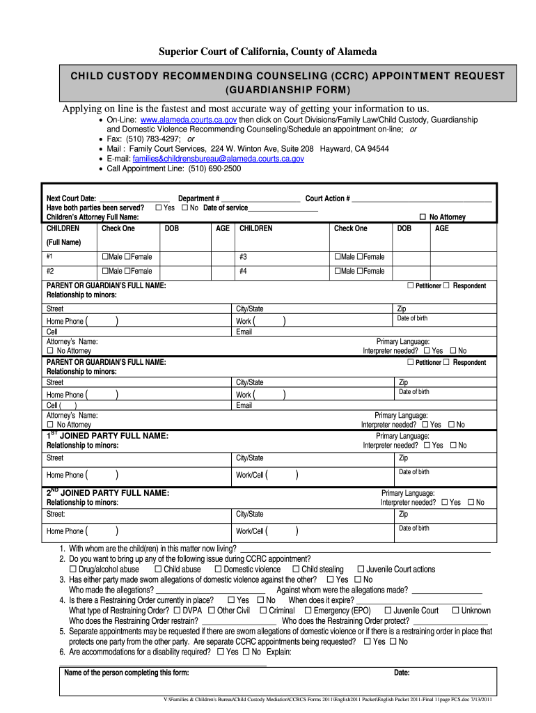  Alameda Ccrc Family Law Form 2011-2024