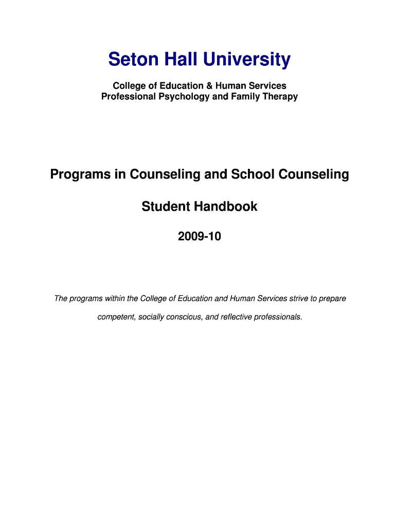 Masters in Counseling and School Counseling Student Handbook Shu  Form