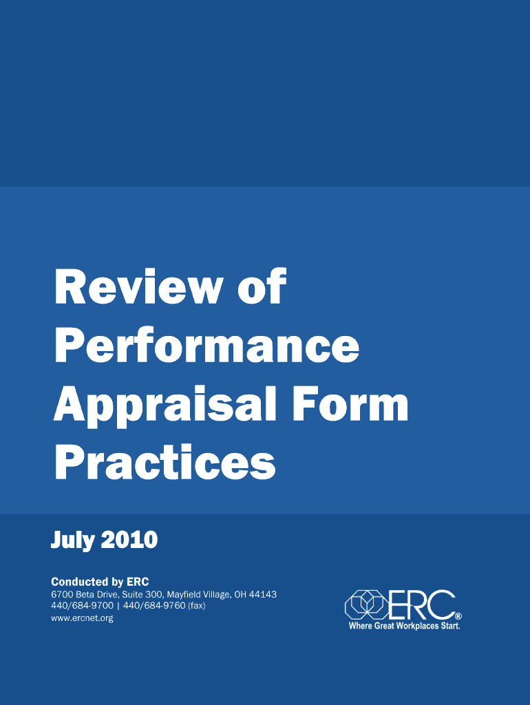 Review of Performance Appraisal Form Practices ERC