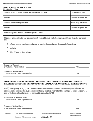 Supplement W Notification of Resolution PDF Disability Rights  Form