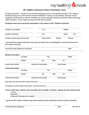 MY Health E Schools Parent Permission Form