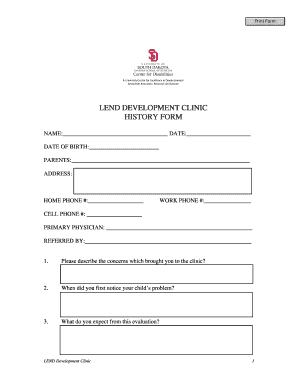 LEND DEVELOPMENT CLINIC HISTORY FORM Usd