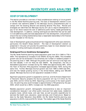 INVENTORY and ANALYSIS COST of DEVELOPMENT Maricopa  Form