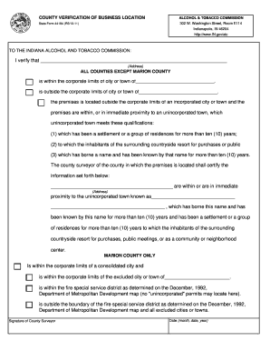  County Verification of Business Location 12 13 11 State of Indiana 2011-2024