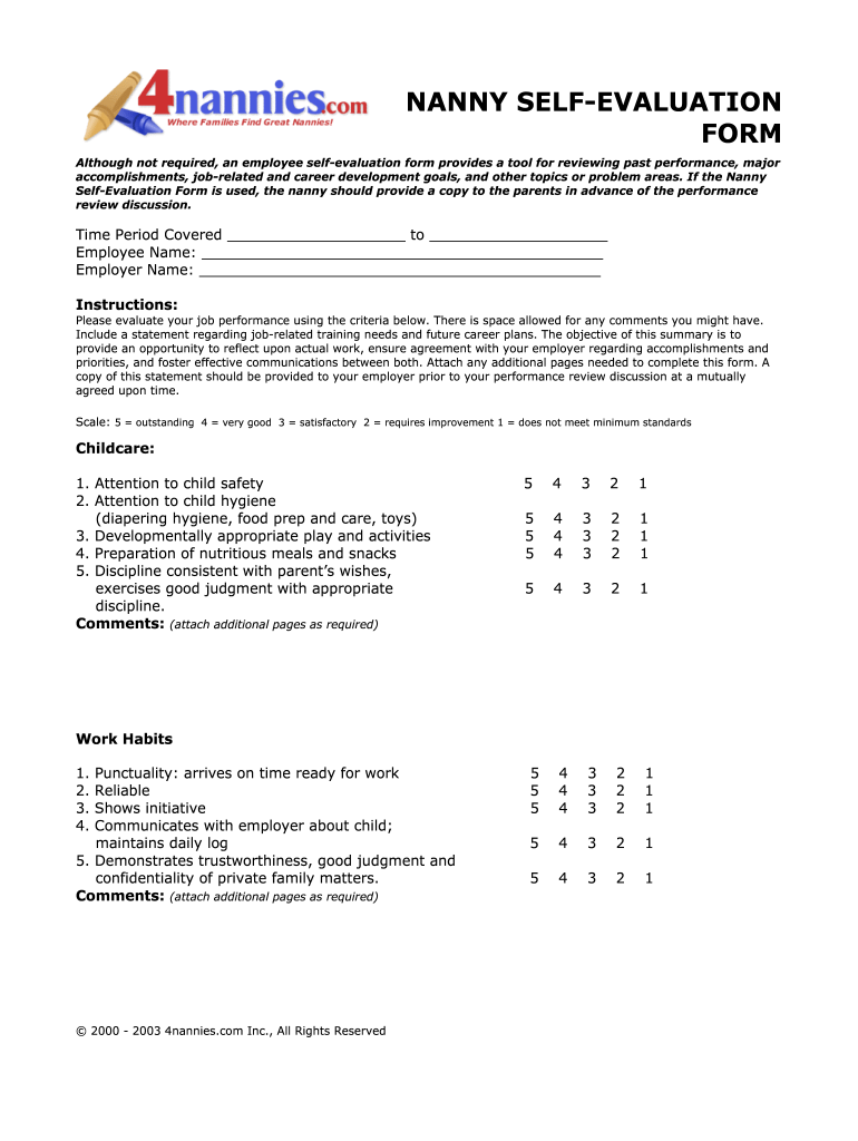 Nanny Evaluation Form