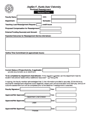 Workload Reassignment Request Form Stephen F Austin State Sfasu