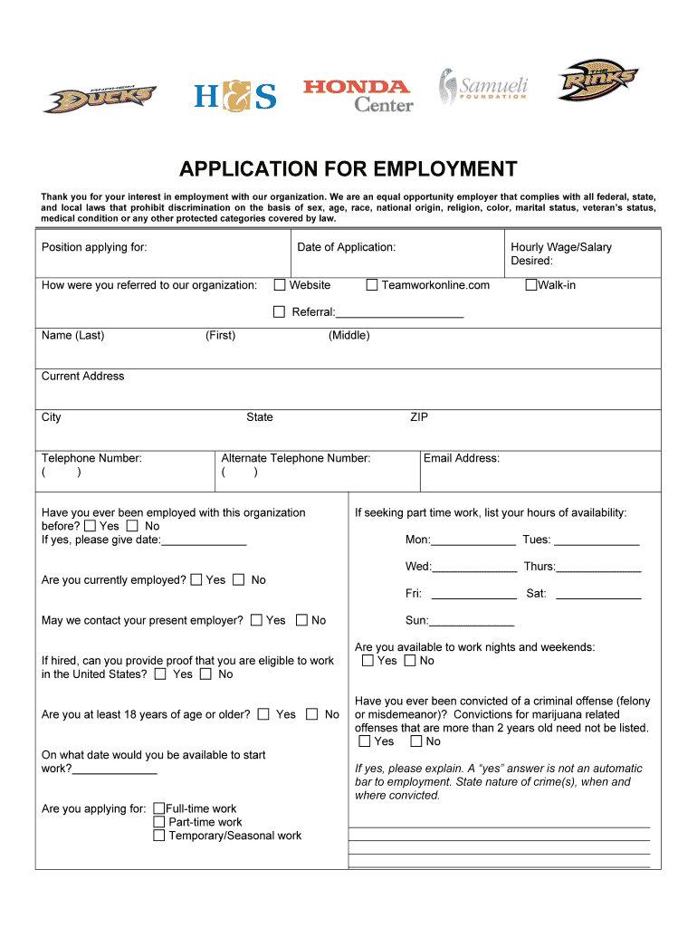 Honda Job Application Form