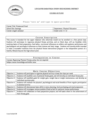 High School Course Description Template  Form