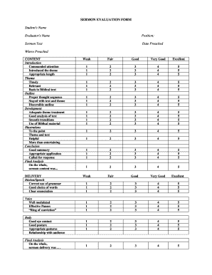 Sermon Preparation Worksheet PDF  Form