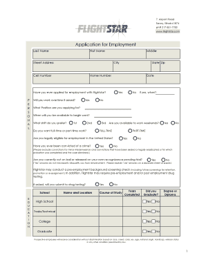 Flight Star Cleaning Jobs Form