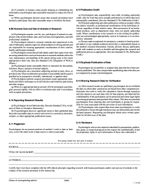  Certification of Compliance with APA Ethical Principles American Apa 2003