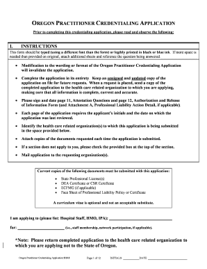 Lifewise Credentialing Application for Doctors Form