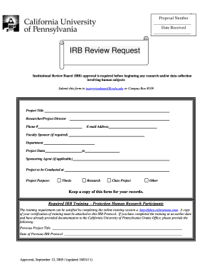 Cal U Irb Review Request Form