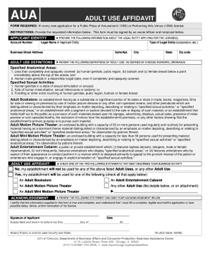 Aua Adult Use Affidavit City of Chicago Cityofchicago  Form