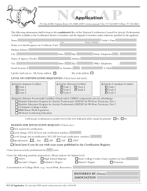 Nccap Application  Form