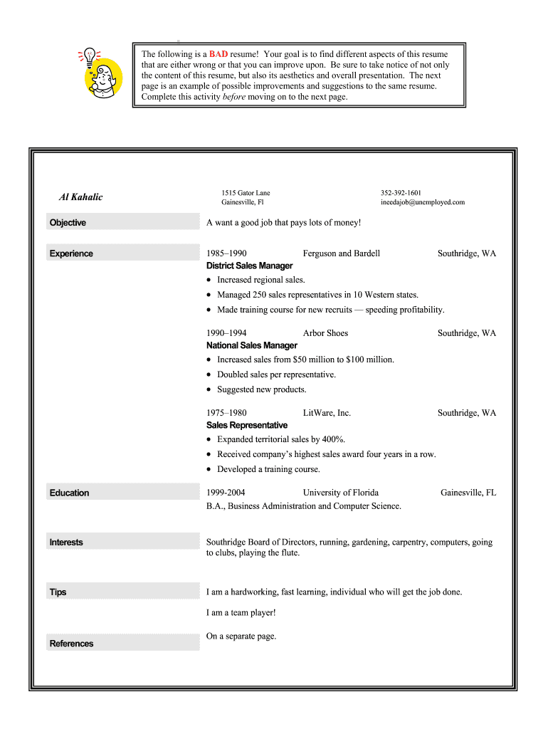 Al Kahalic Resume Form