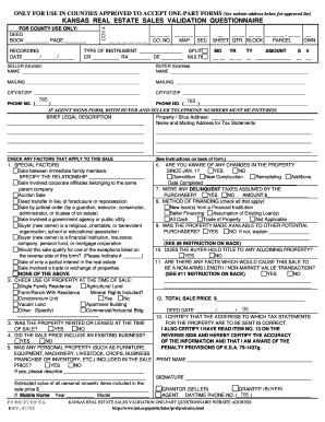 Get and Sign Kansas Real Estate Sales Validation Questionnaire 2002-2022 Form
