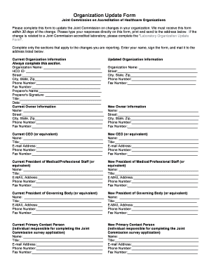 Joint Commission Organization Update Form