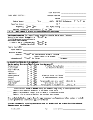 Sane Exam Forms for Oregon