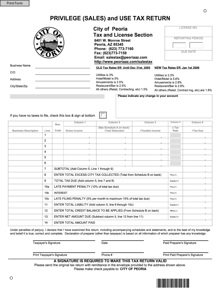 Privilege Sales Return Form