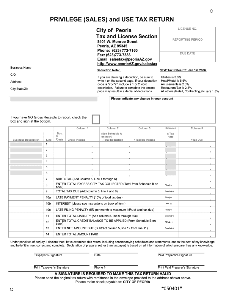 Sales Tax Peoria  Form