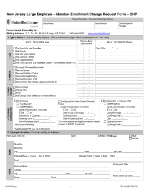  New Jersey Large Member Enrollmentchange Request Form Ohi 2011