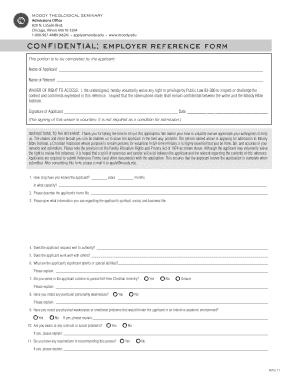  Moody Bible Institute Reference Forms 2011