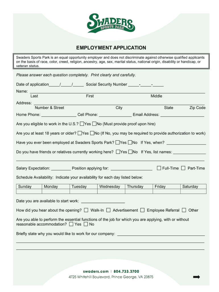 Swaders Application  Form