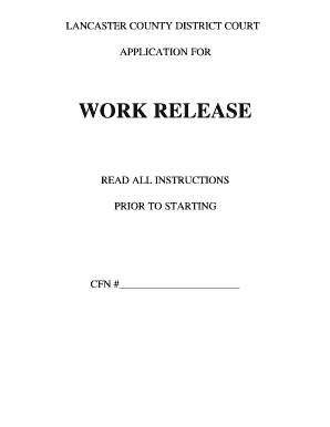 Lancaster County Work Release  Form