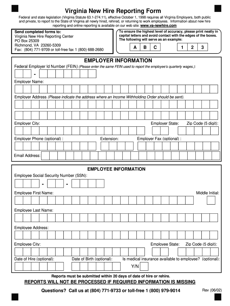 Virginia New Hire Form