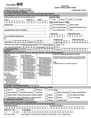 Excellus Simply Blue Group Enrollment Form