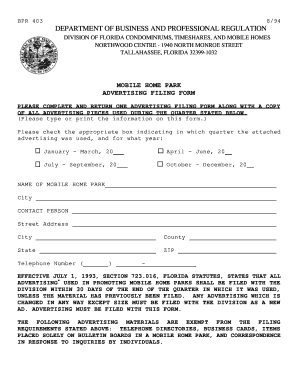 BPR 403 Department of Business and Professional Regulation  Form