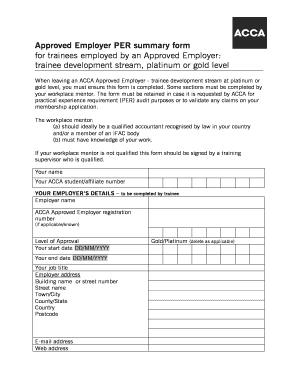 Acca Approved Employer Form