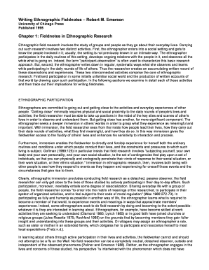 Writing Ethnographic Fieldnotes Emerson PDF  Form