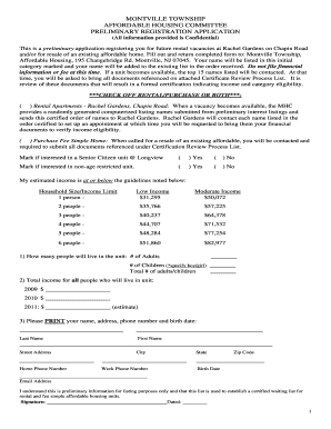 Rachel Gardens Low Income Housing  Form