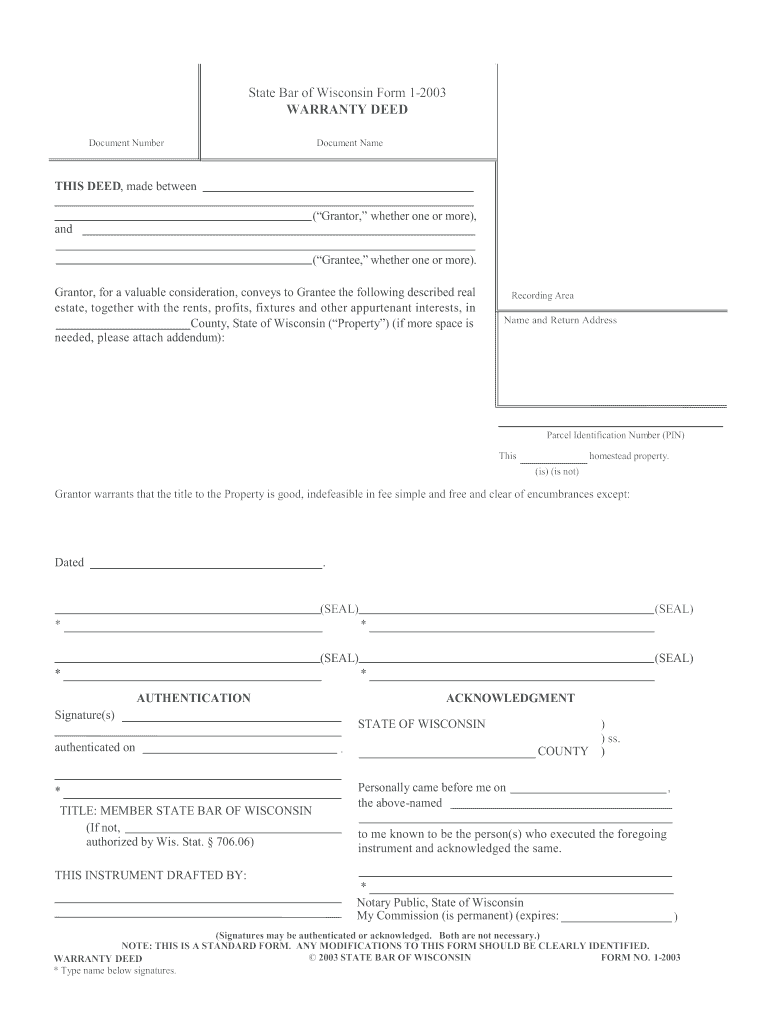 Get and Sign Wisconsin Deed 2003-2022 Form