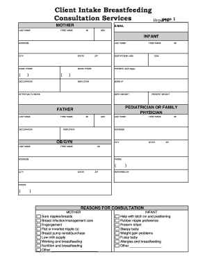 Lactation Consultant Documentation Forms