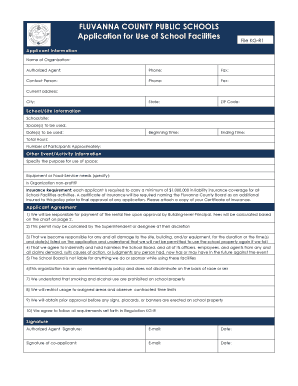 Use of School Facilities Form Fluvanna County Public Fluco