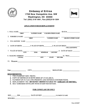 Eritrean Embassy Forms